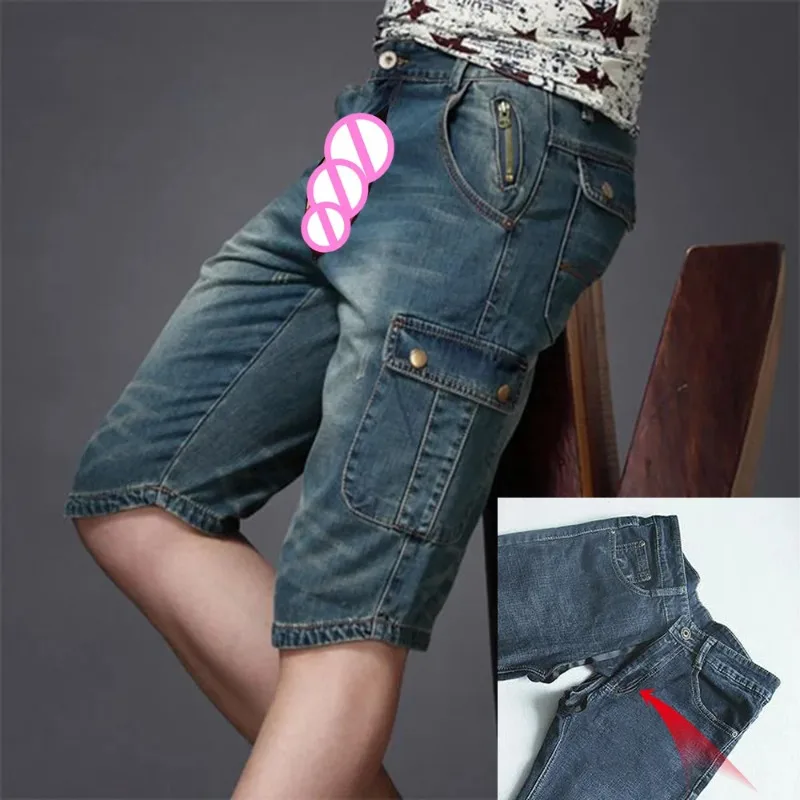 

Мужские джинсы-карго с открытой промежностью, рваные, экзотические, повседневные, уличный стиль, для пар