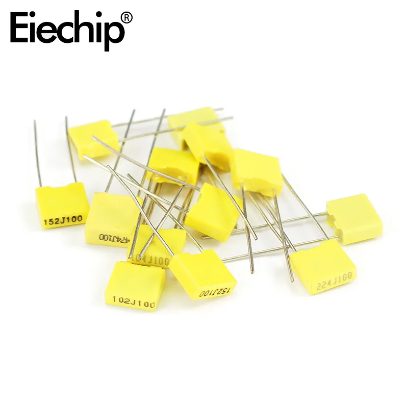 50PCS 102J~474J 100V Capacitor Assorted Kit  Polypropylene Film Capacitor Kit 102J 152J 332J 472J 103J 333J 473J 104J 224J 474J