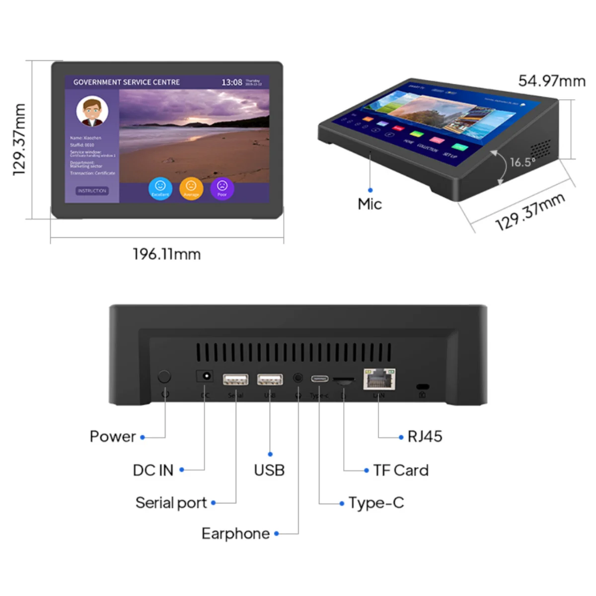 Imagem -02 - Android Poe Touch Screen Pos Terminal Inteligente com Tela de Toque Capacitivo Poe Tablet Feedback do Cliente Signature Pad 8