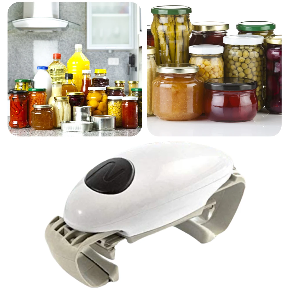 

One Touch Automatic Electric Jar Lid Opener Binaural One-Key Can Opener Restaurant Beer Bottle Opener Jar Glass Bottle Tin Tool