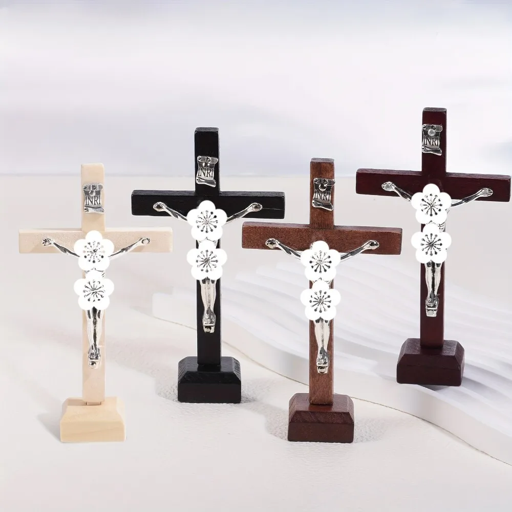 

Wooden Cross Ornament for Home Decor Simple Desktop Small Wall Hanging Craft Made of Solid Wood for Indoor Use