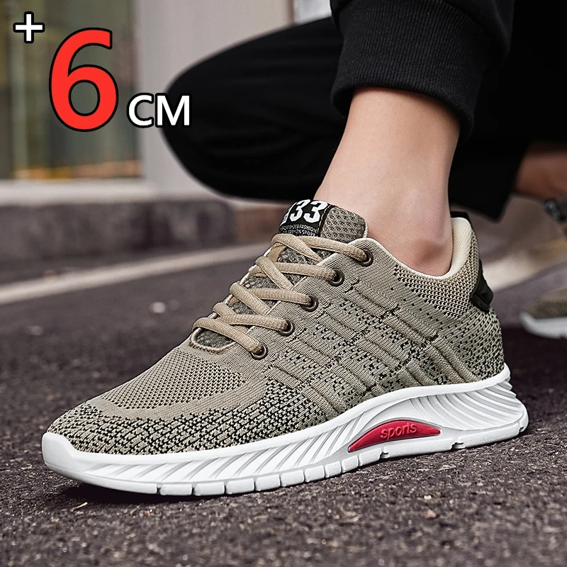 Lift Man Sneakers Elevator Shoes Hidden Heels Breathable Heightening Shoes For Men Increase Insole 6CM Casual Height Sport Shoes