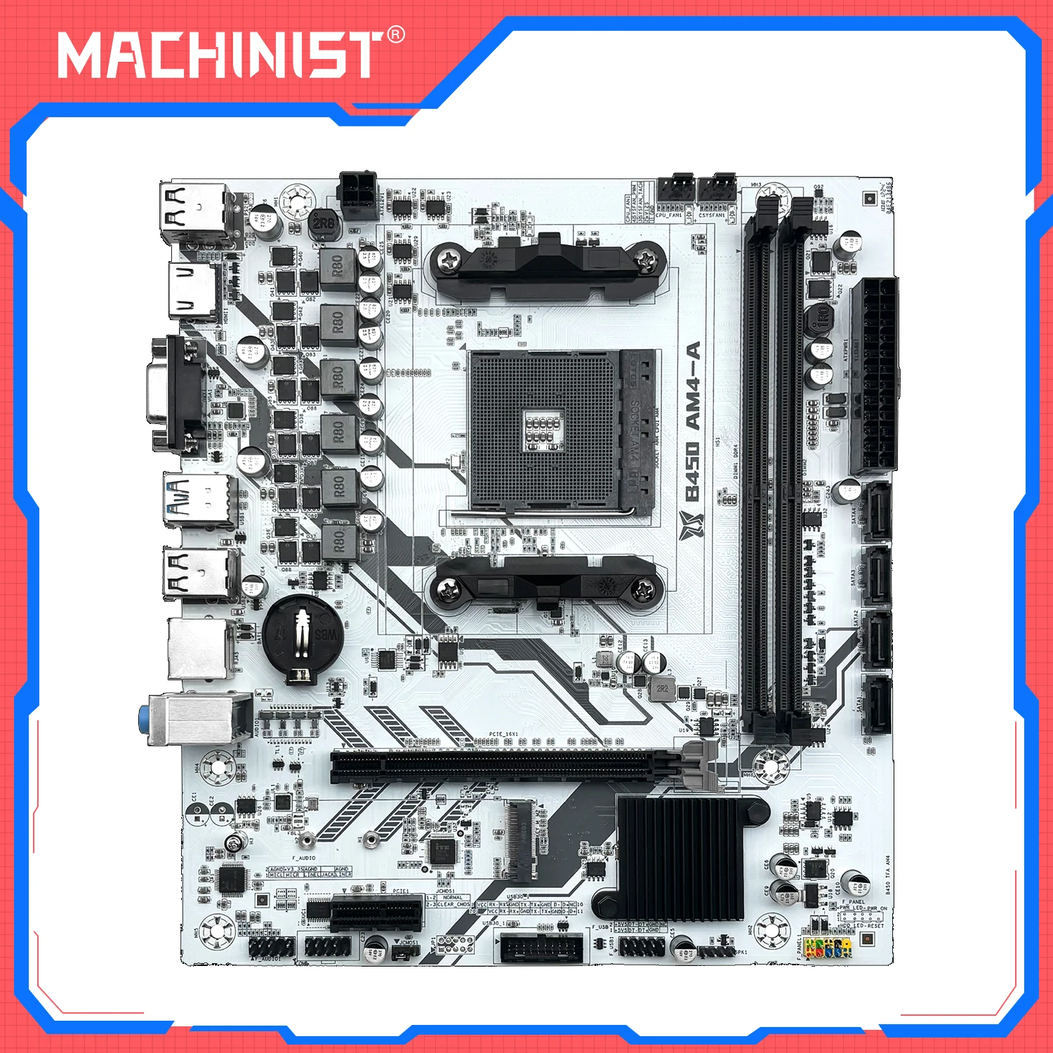 MACHINIST B450 AM4-A Motherboard AMD CPU Processor DDR4 RAM Dual-channel Memory NVME M.2  (Supports Ryzen 5500 5600 5600G CPU)