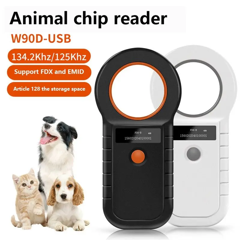 L62A Animal Tag Reader Pet Chip Reader Animal Chip Reader USB 134.2K Dual Frequency - Black