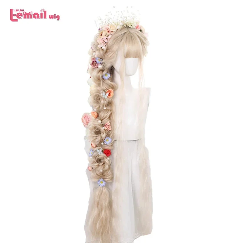 

L-email wig Synthetic Hair 120cm Long Curly Lolita Wig Blonde Black Lolita Harajuku Wig with Bangs Wigs Women Heat Resistant Wig