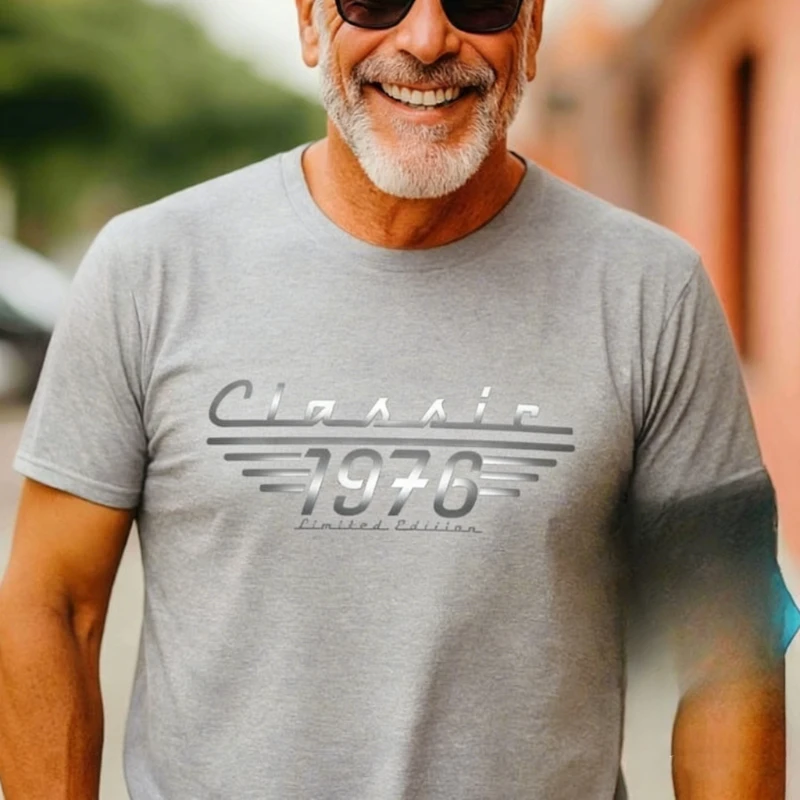 Gift for Men 50th Birthday Born in 1976 T-shirt Classic Car Lover Bday Dad Grandpa Turning Fifty Tee Mens Graphic Tshirts