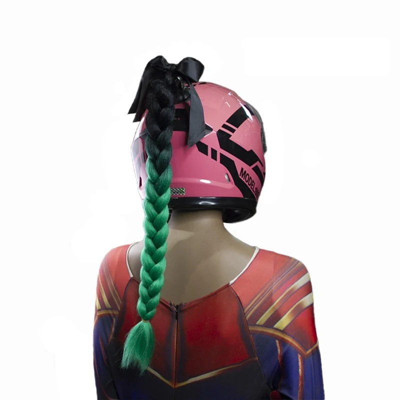 New Punk Style Motorcycle Helmet Braids Gradient Ramp Multicolor Twist Sucker Removable Braid Pigtail Ponytail Motocross Racing