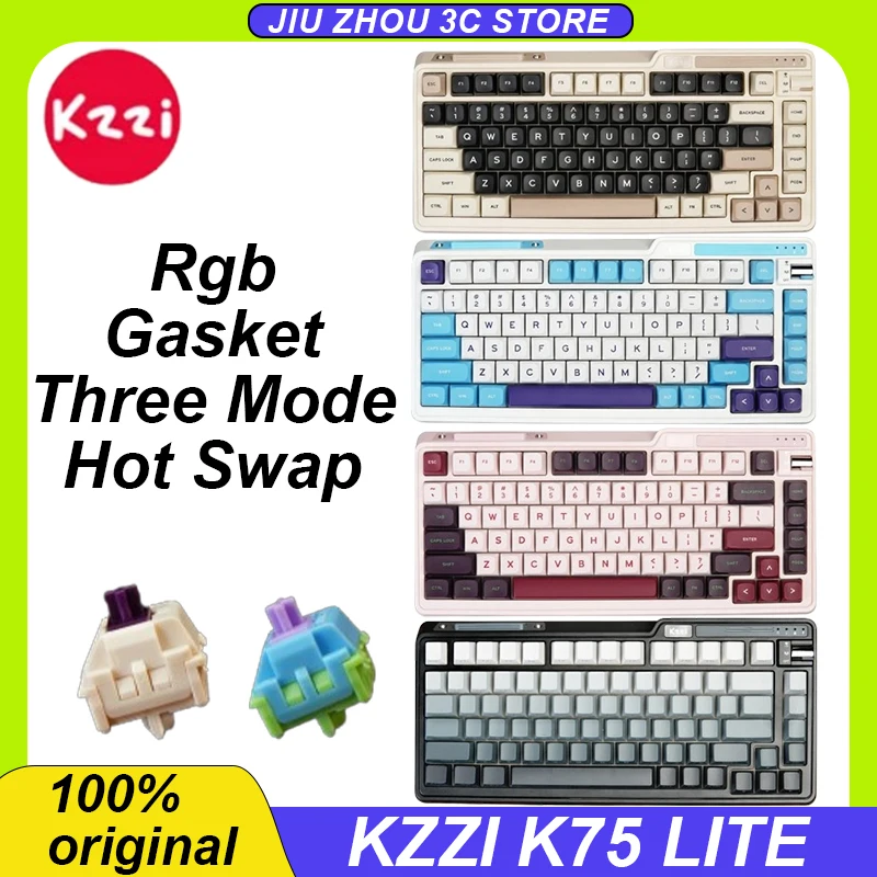 

Kzzi K75 Lite Mechanical Keyboard Three Mode Bluetooth Wireless 75% 82 Keys Rgb Gasket Hot Swap Rgb Customized Gameing Keyboard