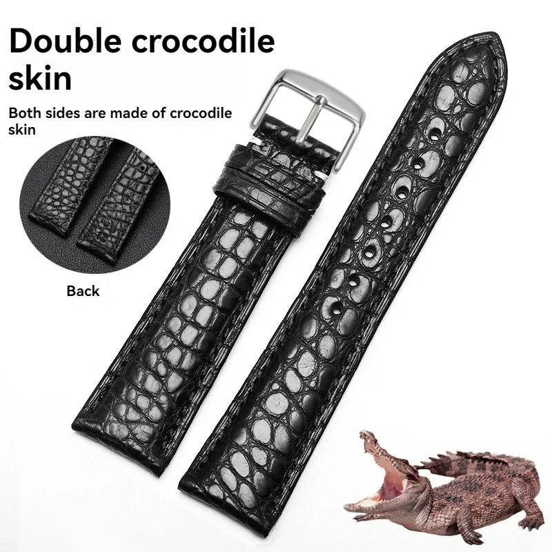 For any luxurious wristband Double-sided crocodile skin watchband 18mm19mm20mm21mm22mm black brown straps Universal Any watch