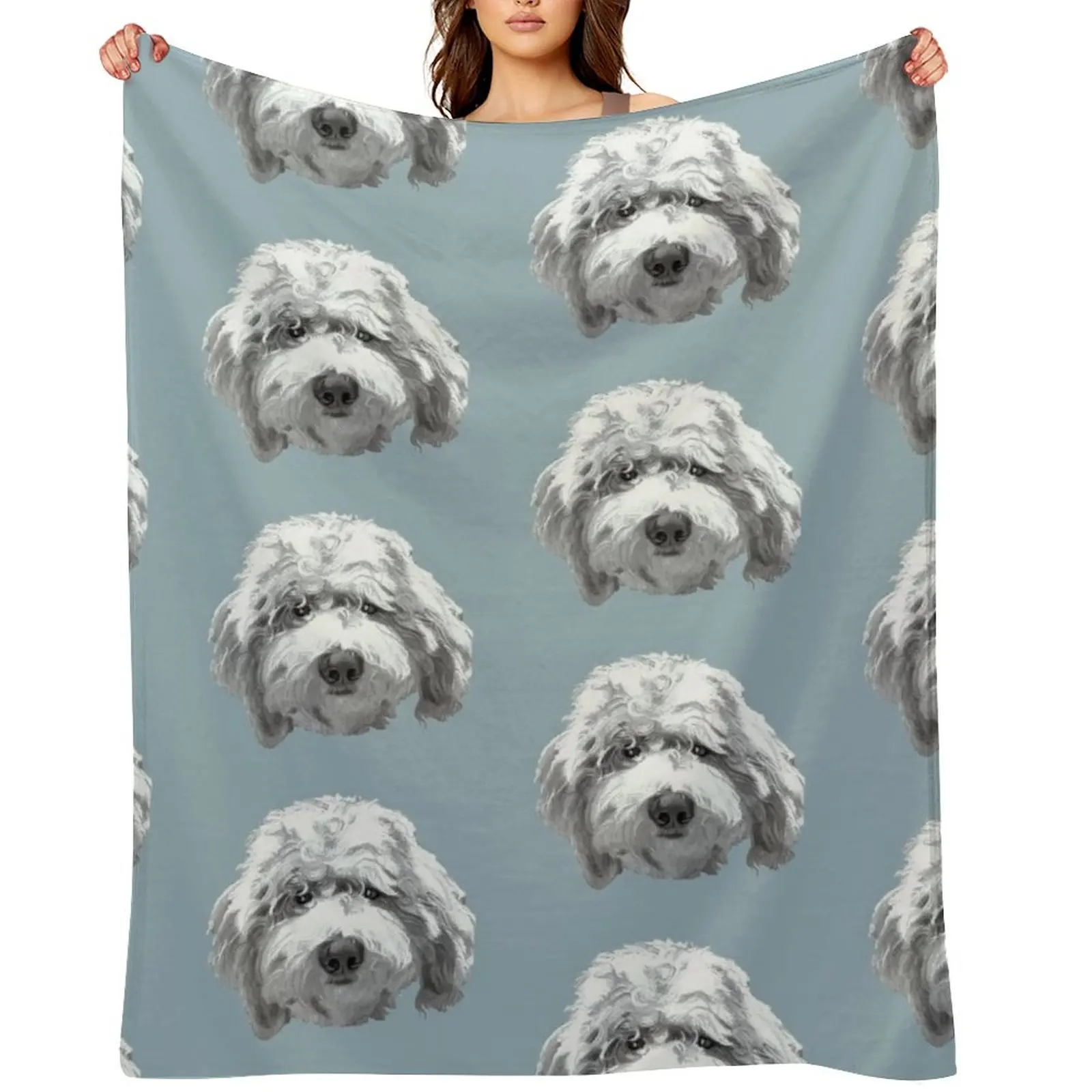 

Lucky Labradoodle Face ~ Black and white Throw Blanket Beautifuls Moving manga valentine gift ideas Blankets