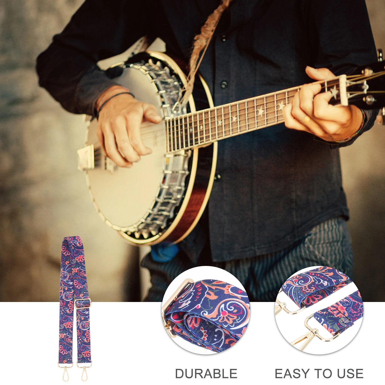 

Banjo Strap Electric Guitar Replacement Braided Belt Adjustable Fashionable Design Good Material Low Price Stringed Instruments