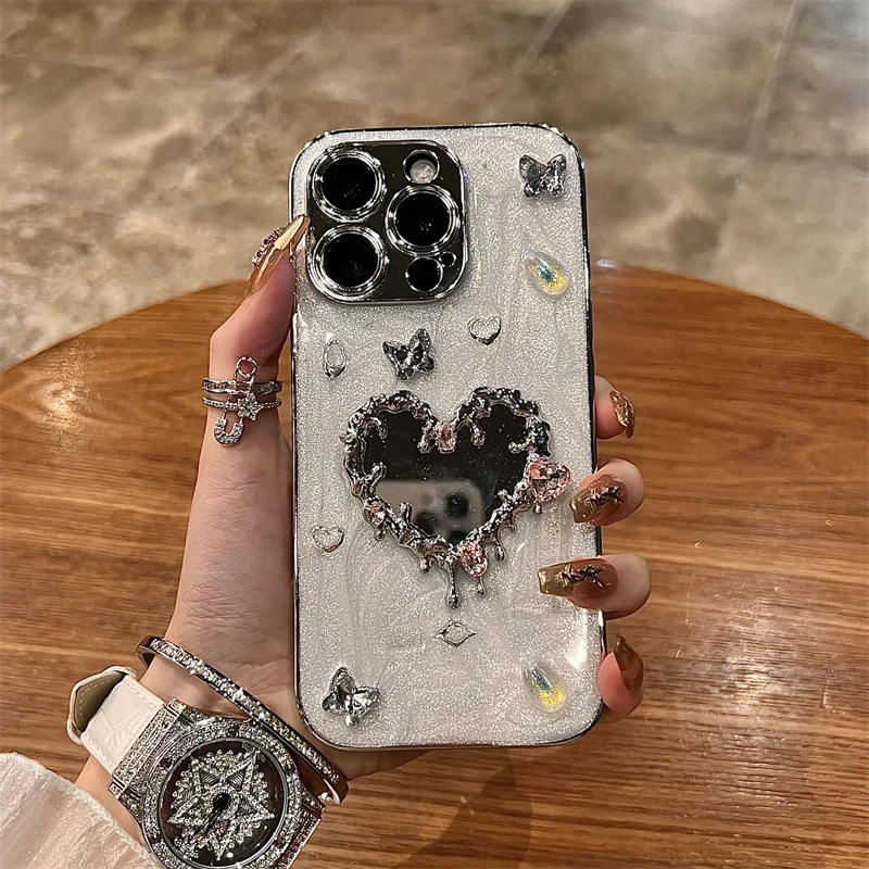 

Luxury High Quality Phone Case For iPhone 16 14 13 12 11 15 ProMax Plus + Glitter Diamond Mirror Cover For iPhone15 14 16 ProMax