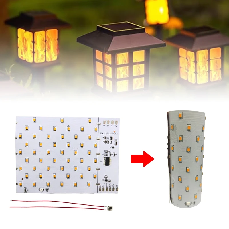 

1Pcs 3.7V Solar Flame LED Lamp PCBA Simulated Solar Torch Lamp Torch Lamp Controller Circuit Board 51pcs LED