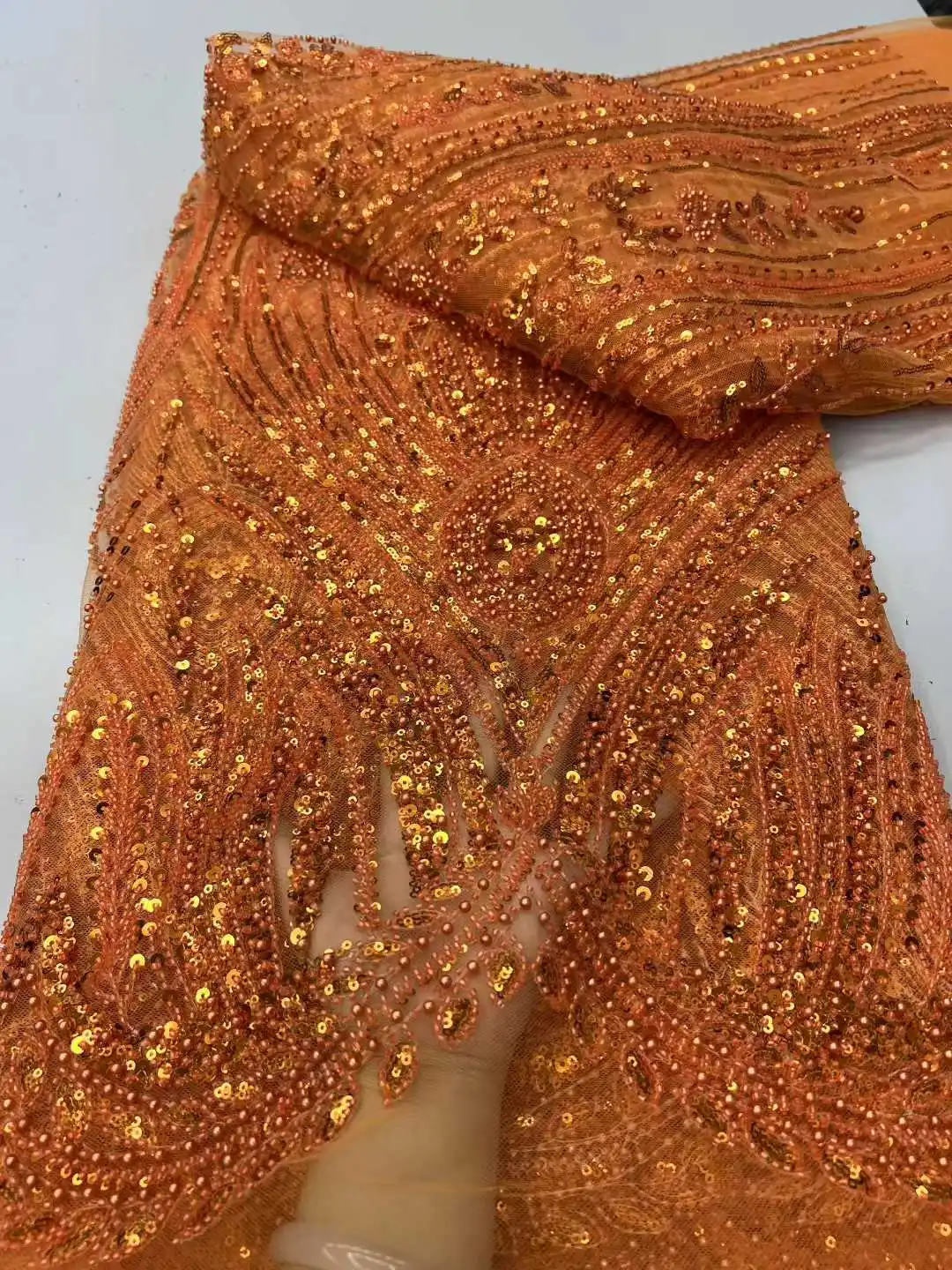 패션 우아한 프랑스어 자수 페르시 레이스 원단 아프리카 나이지리아 결혼식 파티 드레스 봉제에 대한 스팽글 원단