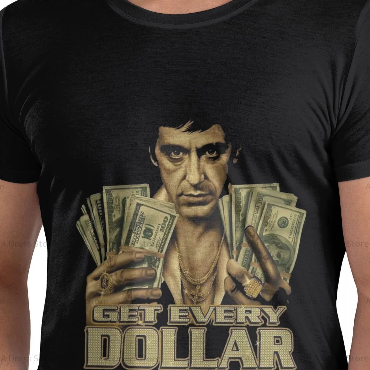 Movie Scarface Tony Montana Graphics Men's round neck T-shirt,Oversized print Tee Shirt,Short Sleeve T shirt round Gift