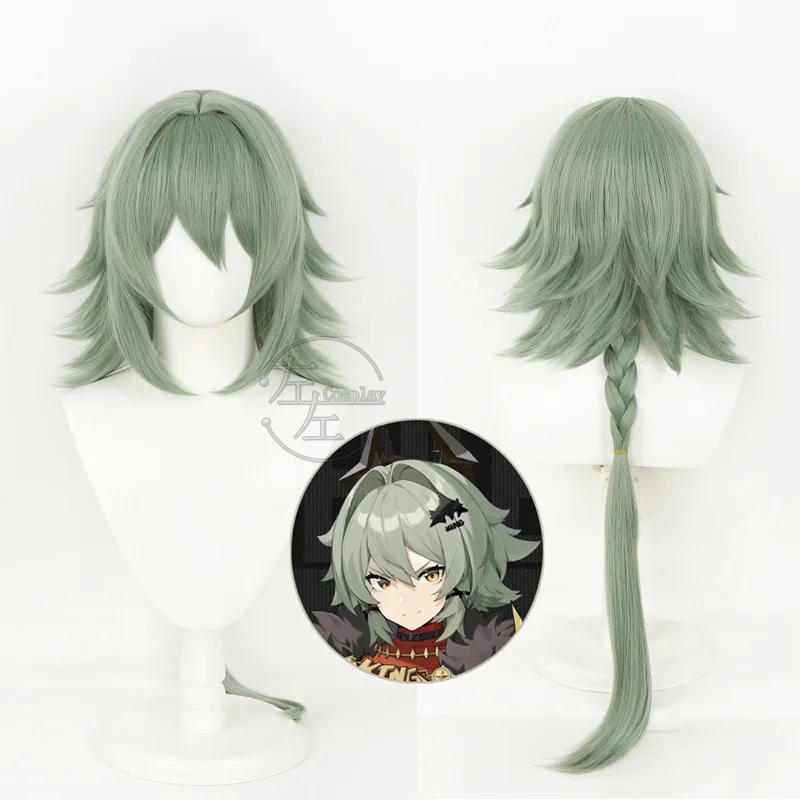 

Caesar King Cosplay Wig Zenless Zone Zero Dress Up Costume Accessory Woman Green Braid Long Hair Halloween Party Performance Wig