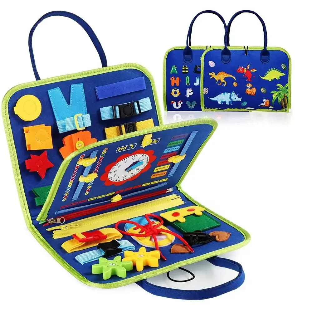 Creativo carino feltro occupato bordo cartone animato fai da te 3D libro di attività silenziosa con manico libro di educazione sensoriale portatile regalo per bambini