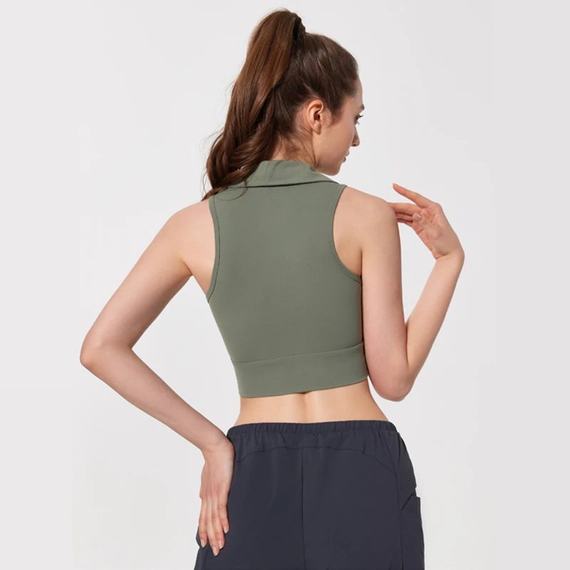 

Women Sport Bra V-Neck Yoga Vest Shockproof Workout Underwear Quick Dry Running Tank Top With Pad Wide Hem Gym Fitness Brassiere