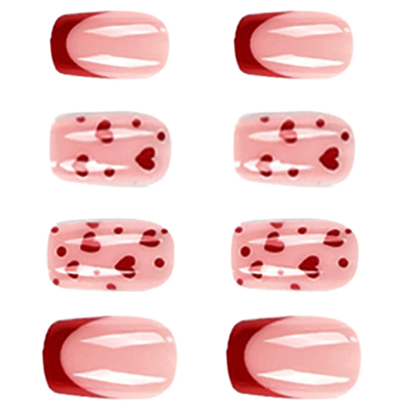 French Red Edges Fake Nails Lasting Waterproof Valentine's Day Nails for Daily Wear Manicure