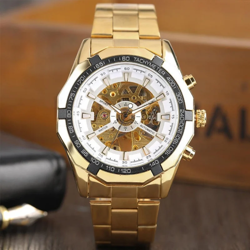 Officieel Merk Gratis Shippinghollow Heren Automatisch Mechanisch Horloge Heren Automatisch Mechanisch Horloge Stalen Riem