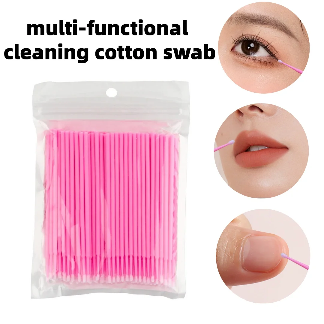 -100Pcs Eyelash Cleaning Brush Lash Extension Micro Cotton Swab Individual Eyelashes Microbrush Beauty Makeup Clean RemoverTools