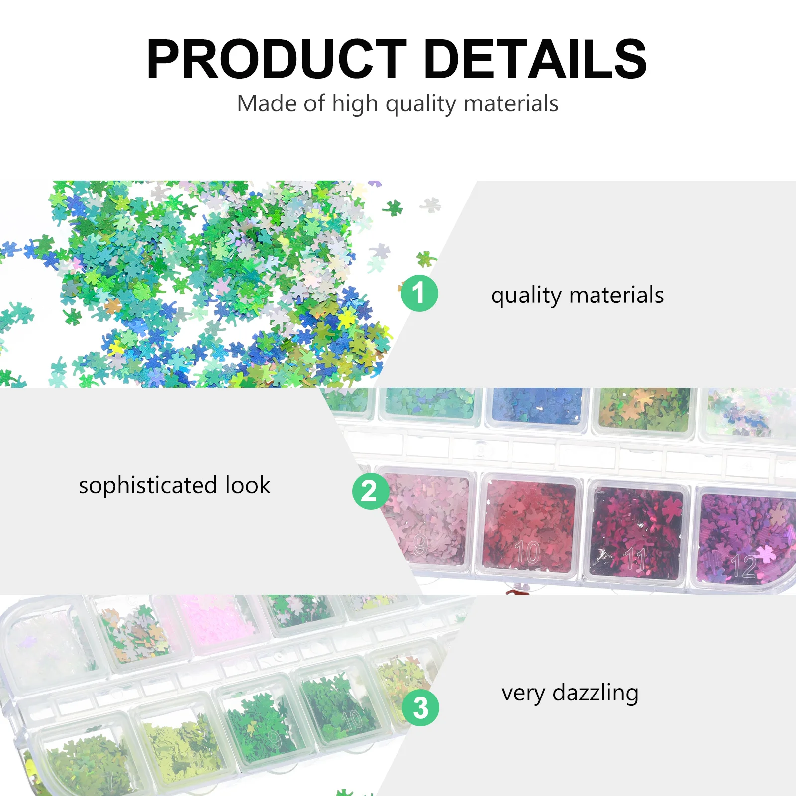 

2boxes St. Patrick's Day Clover Sequins Nail Art Decoration Eye Makeup Glitter DIY Manicure Crafting Decals Nail Art Glitters