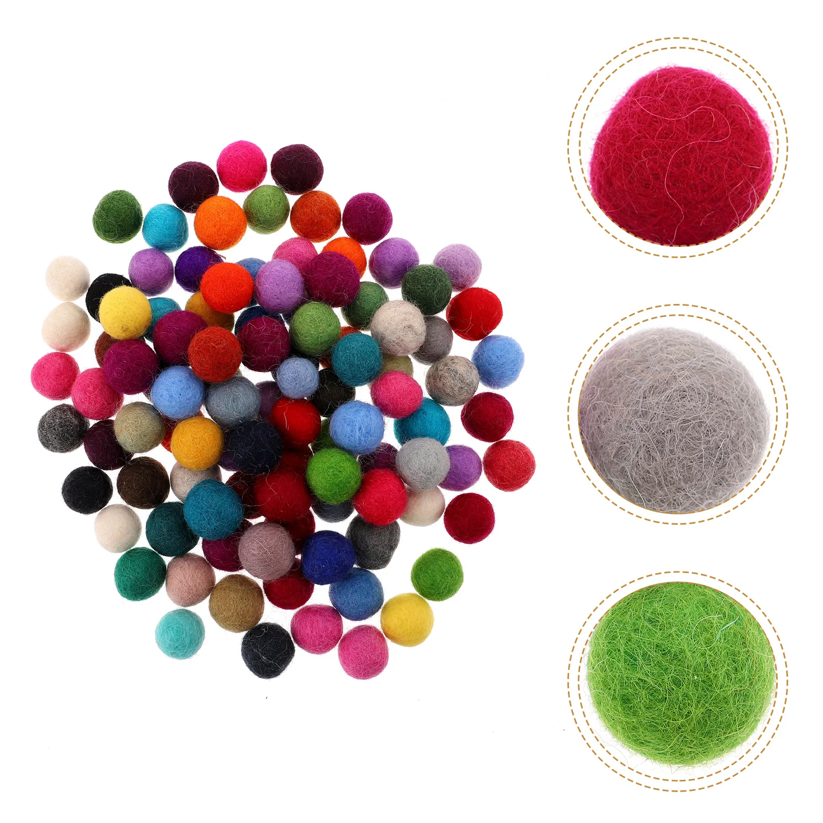 100 Pcs 2 Cm Wool Ball Diy Pompom Felt Yarn Balls Garland Decor Puff for Kids Clothes Materials Handmade Decorate Child