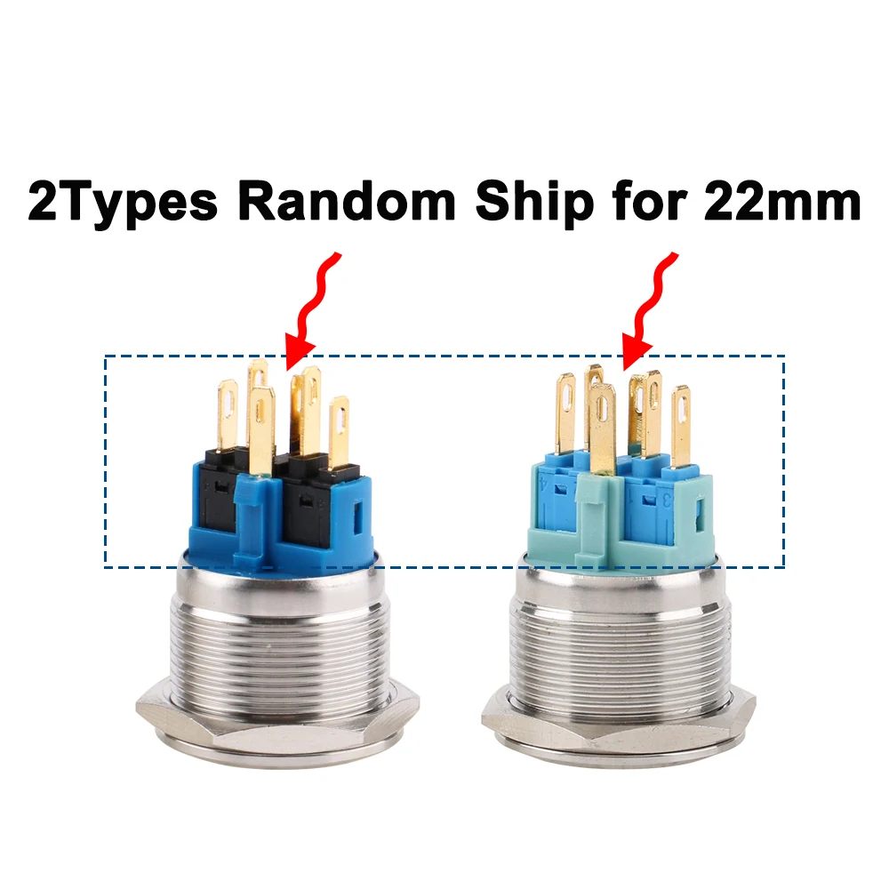 19mm/22mm High Quality Metal Power Arrow Brass Push Button Switch Flat Round Illumination Latching Momentary Self-reset 1NO1NC