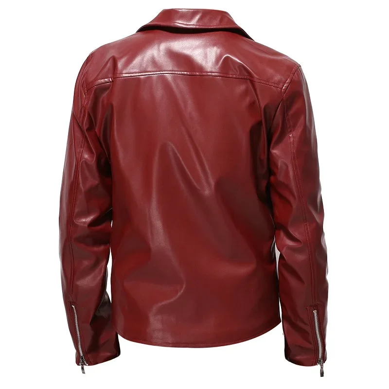 Nueva chaqueta de cuero para hombre de otoño e invierno, chaqueta de cuero para motocicleta con solapa bonita a la moda, Tops Punk Rock