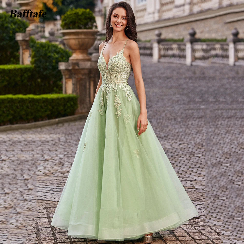 

Bafftafe кружевные вечерние платья с аппликацией по индивидуальному заказу, мятно-зеленый тюлевой корсет, женские вечерние платья для выпускного вечера, платье для особых случаев