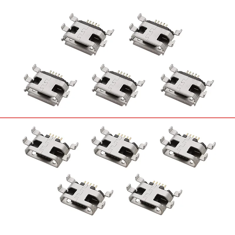 10Pcs Micro USB 5-pinowe złącze żeńskie Mid Mount 0.8mm SMD SMT PCB Typ lutowania Micro USB Port ładowania DIY Adapter naprawczy