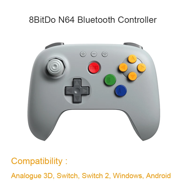 8BitDo N64 Bluetooth Controller for Analogue 3D, Nintendo Switch, Switch 2, Gaming Joystick Gamepad for Windows and Android image 3