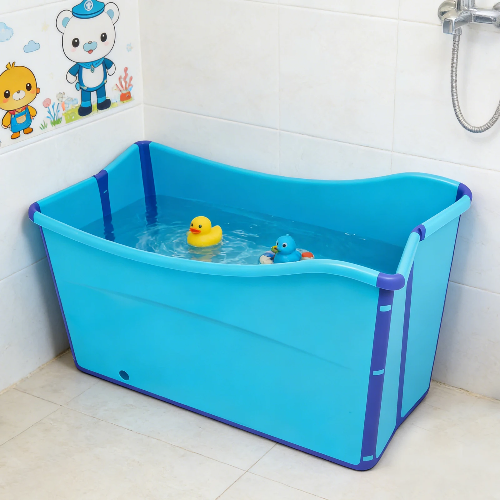 Large Portable Foldable Bathtub, Freestanding Mobile Soaking Tub Fits Adults & Kids Up to 160cm Height for Home Bathroom Use