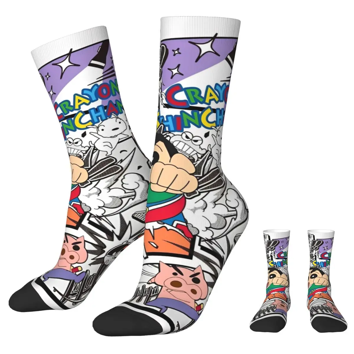 Crayon Shin-chan Cosplay Socks Men's Women's Fashion Japanese Anime Socks Harajuku Spring Summer Autumn Winter Middle Tube Socks