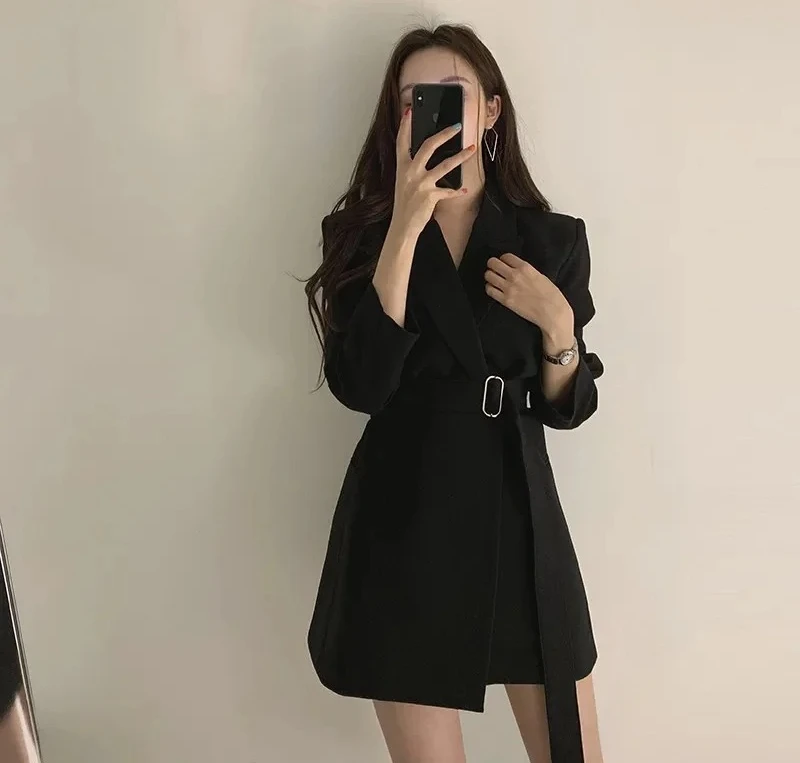 Schicker Vintage-Gürtel im koreanischen Stil für Damen, lässig, I-Anzug, Jacke, langer Mantel