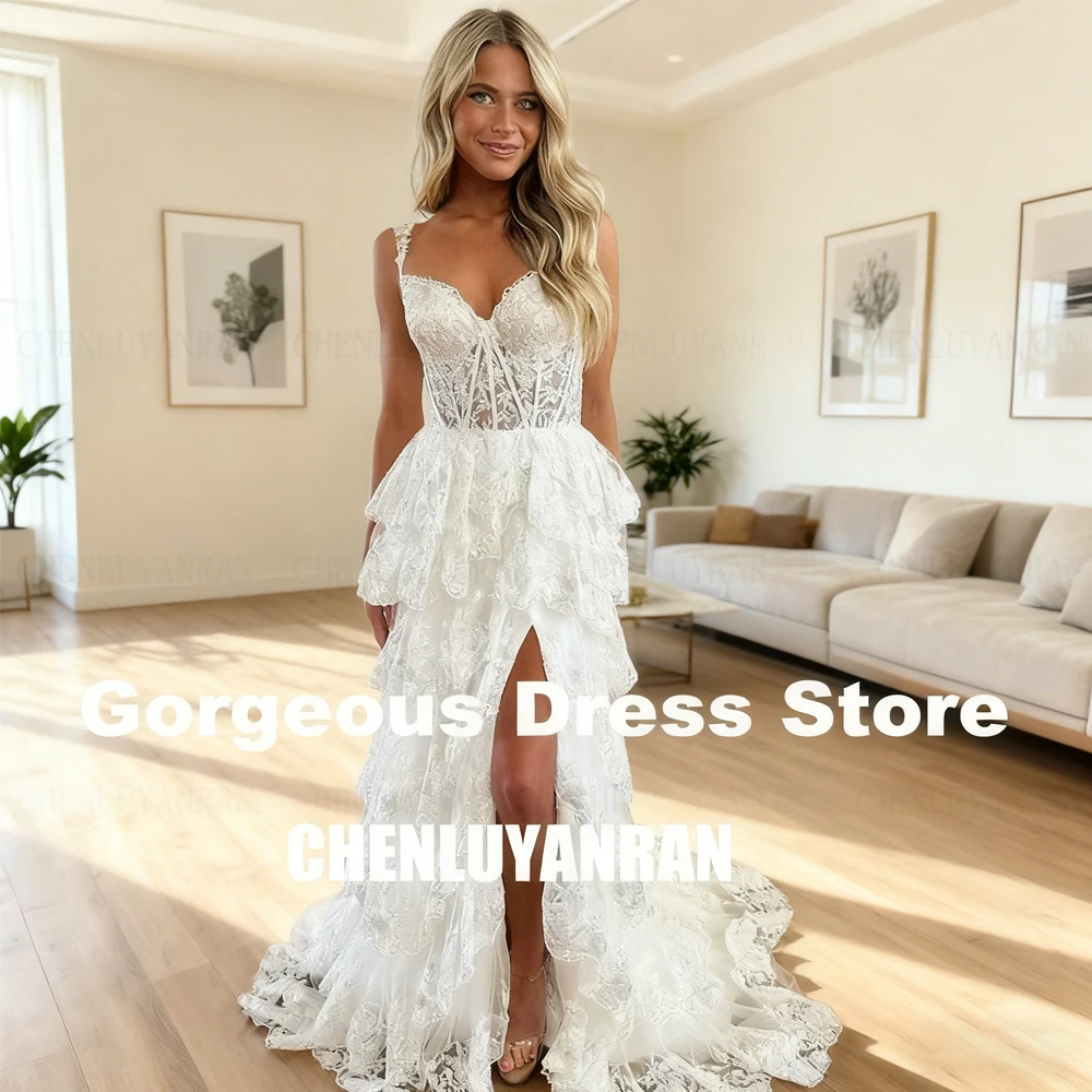 

Ivory Long Formal Occasion Dresses 2025 Off-The-Shoulder Lace Party Dress Tiered Applique Evening Gown فساتين مناسبة