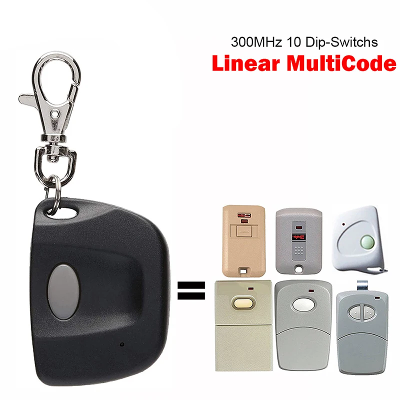 

10 DIP Switch Multi-Code Linear 1089 3060 3083 3089 4120 MCS308911 MCS412001 MCS414001 Garage Door Opener Remote Control 300MHz