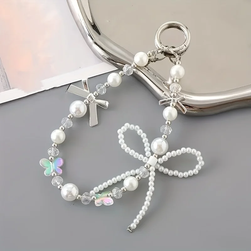 Regalos navideños para familiares y amigos, perlas, lazos, cadenas de cuentas, bolsos, llaveros, fundas para teléfono, colgantes.