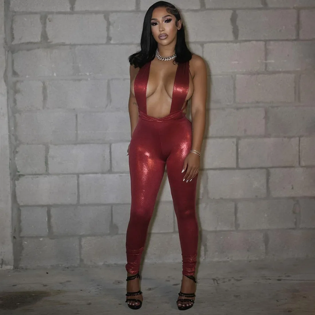 

Сексуальные комбинезоны с v-образным вырезом, женские зимне-осенние вечерние клубные элегантные облегающие роскошные цельные вечерние комбинезоны, боди, комбинезон