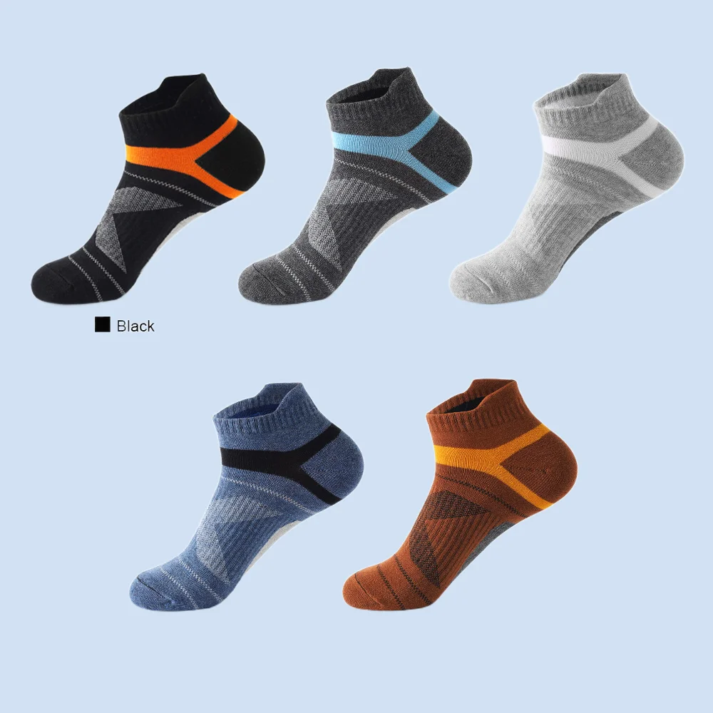 Chaussettes de dehors Courtes et Respirantes pour Homme, en Coton, Décontractées, Noires, pour Course à Pied et Fitness, Nouvelle Collection Été, 5 Paires