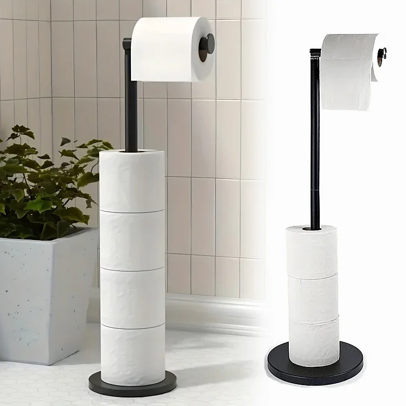 

Bathroom Paper Towel Holder Stainless Steel Floor Standing Toilet Paper Holder Hole-less Bathroom Floor Standing Shelf