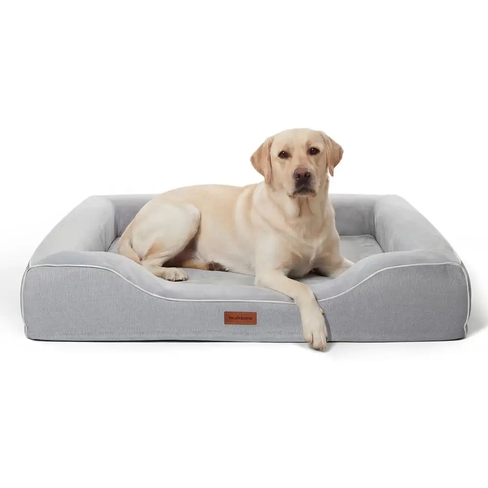 

Ортопедическая лежанка для собак XL, 42 дюйма, для крупных собак весом до 36 кг, с охлаждающим гелевым наполнителем из пены с эффектом памяти, с 4-сторонними подушками-подставками, водонепроницаемая, моющаяся