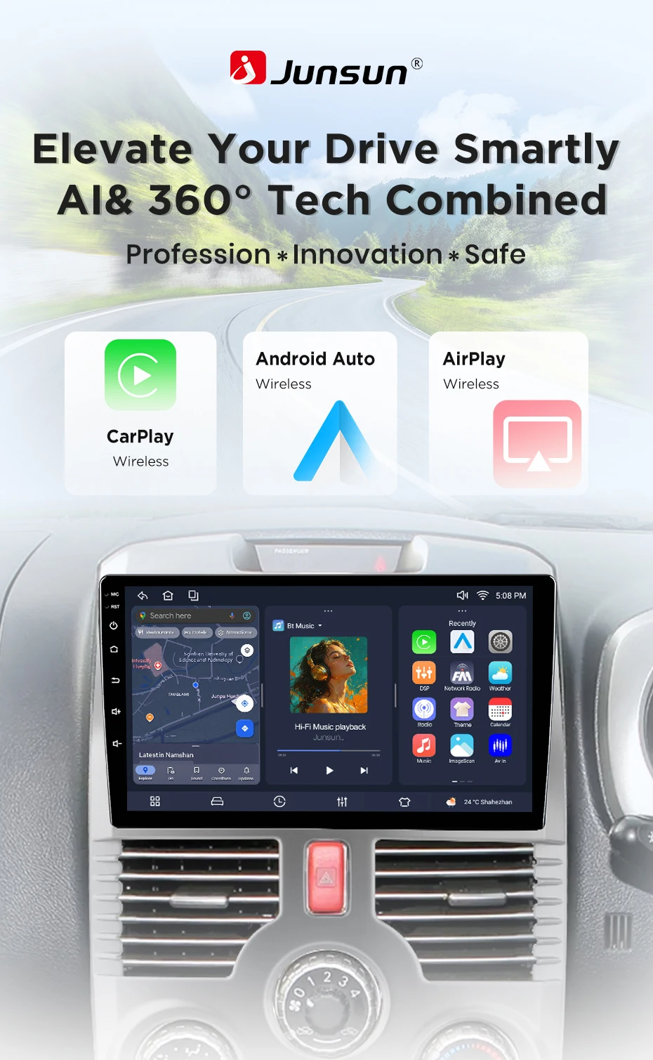 Junsun Android 15 Intelligente Autosysteme für Toyota Rush DAIHATSU TERIOS 2006-2016 AI Wireless CarPlay für Apple Auto – Detail 2