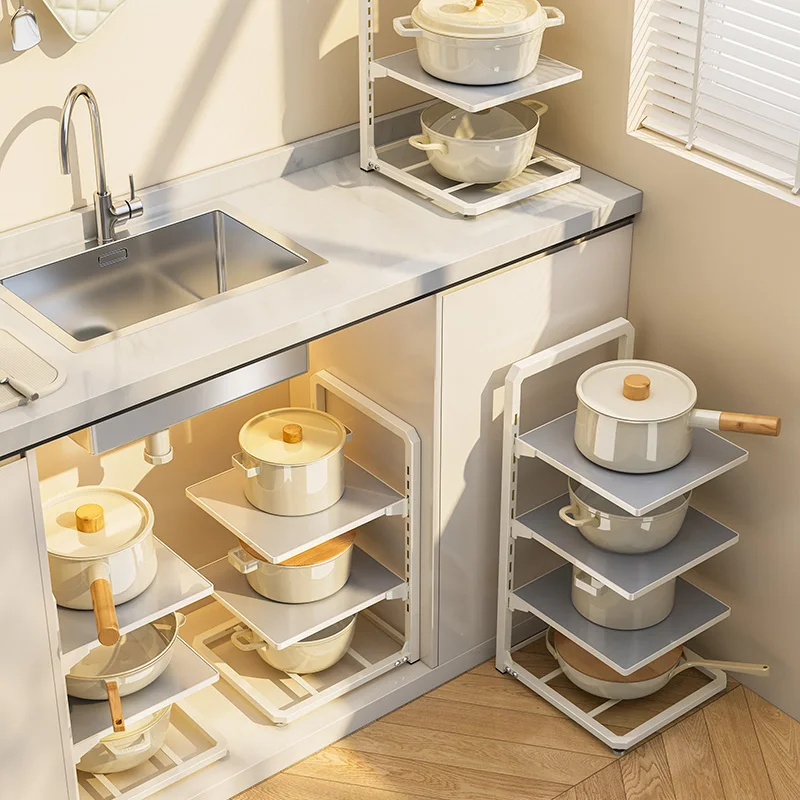 ชั้นเก็บหม้อหลายชั้น, ออแกไนเซอร์จัดเก็บห้องครัว, อิสระอ่างล้างจานโซลูชั่นการจัดเก็บประหยัดพื้นที่เคาน์เตอร์ออแกไนเซอร์,