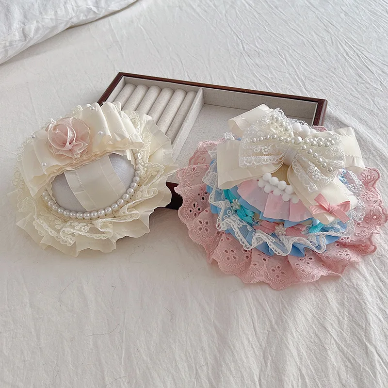 Lolita Top Hat Handmade Small Things Lolita Hat Japanese Elegant Flower Wedding Accessories Birthday Hat Female