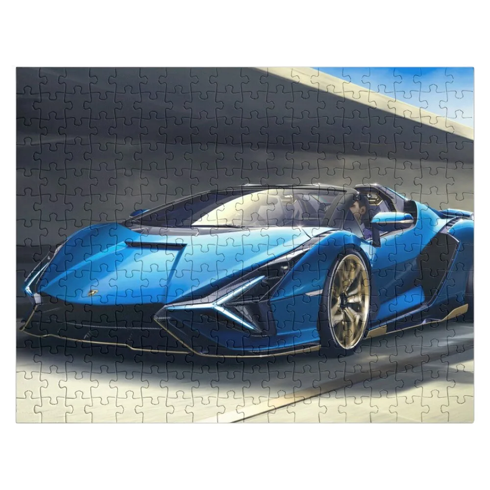 blue luxury car Jigsaw Puzzle Children Jigsaw Pieces Adults Christmas Gifts Adult Wooden Puzzle