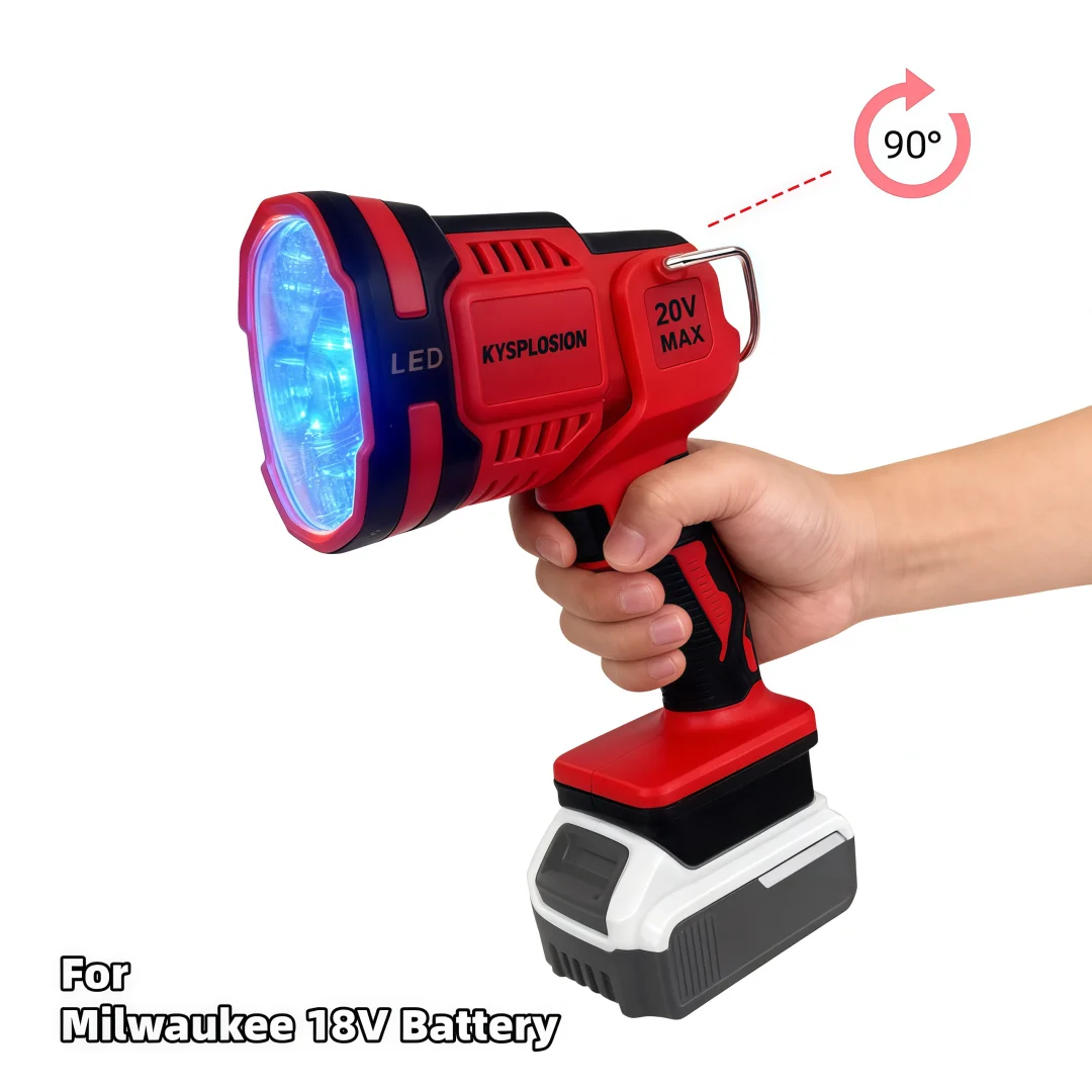 

For Milwaukee 18V battery LED Emergency Light with Adjustable Angle - High Brightness, Great for Camping, Car Fix & Workshops