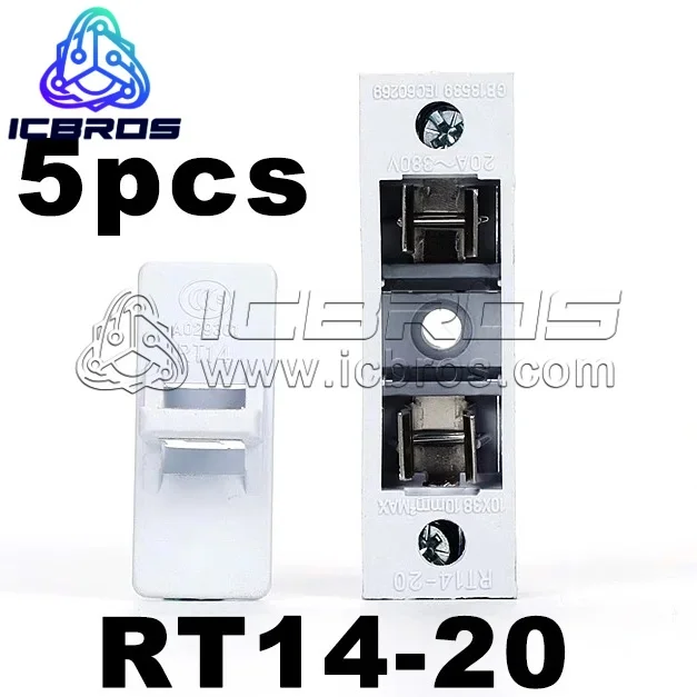 5pcs/lot Fuse Base Socket RT14-20 Tube Type CeramiC 10x38MM Fuse Core 32a 10*38