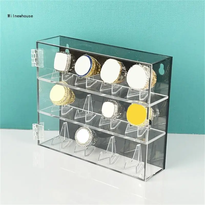 Acrylics Sports Rings Display Stand Slots Championship Rings Holder Wall Mounted Storage Case with Protective Designs Dropship