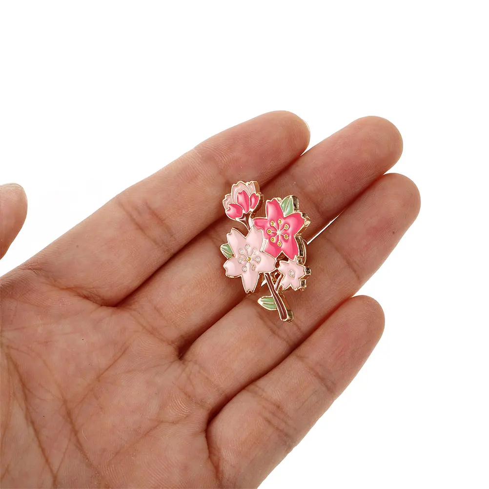 

6 Pcs Cherry Blossom Brooches Cute Metal Enamel Badges Zinc Alloy Spring Flower for Clothes Backpack Accessories Elegant